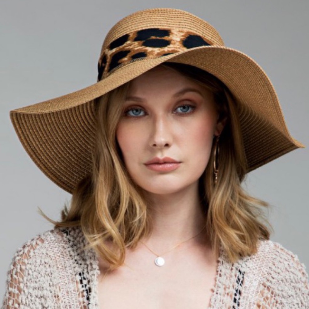Leopard Print Bow Sun Hat